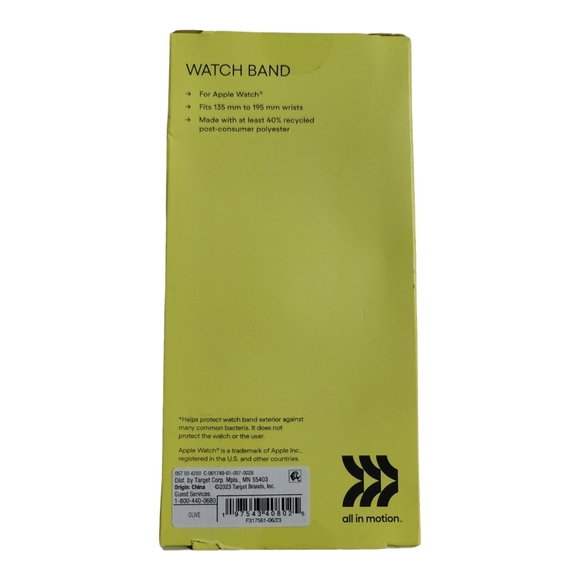 All in Motion Apple Watch Nylon Olive 38/40/41mm Band Fits Wrist 135mm to 195mm - Picture 2 of 6